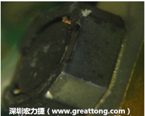 使用銀(Ag)鍍層的電源電感器(Power Inductors)，經過推力測試后，零件端點上已經看不到任何鍍層的痕跡了，所以其耐推力就比較小。