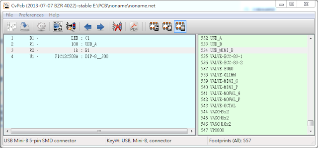 把電路圖上每一個component (Schematic symbol) 關聯到一個Footprint實體